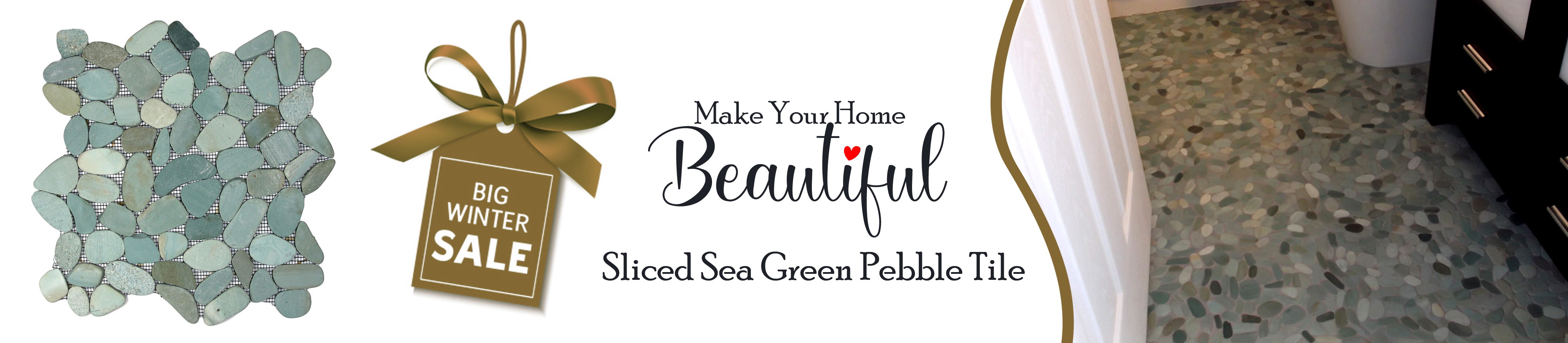 Sliced Sea Green Pebble Tile