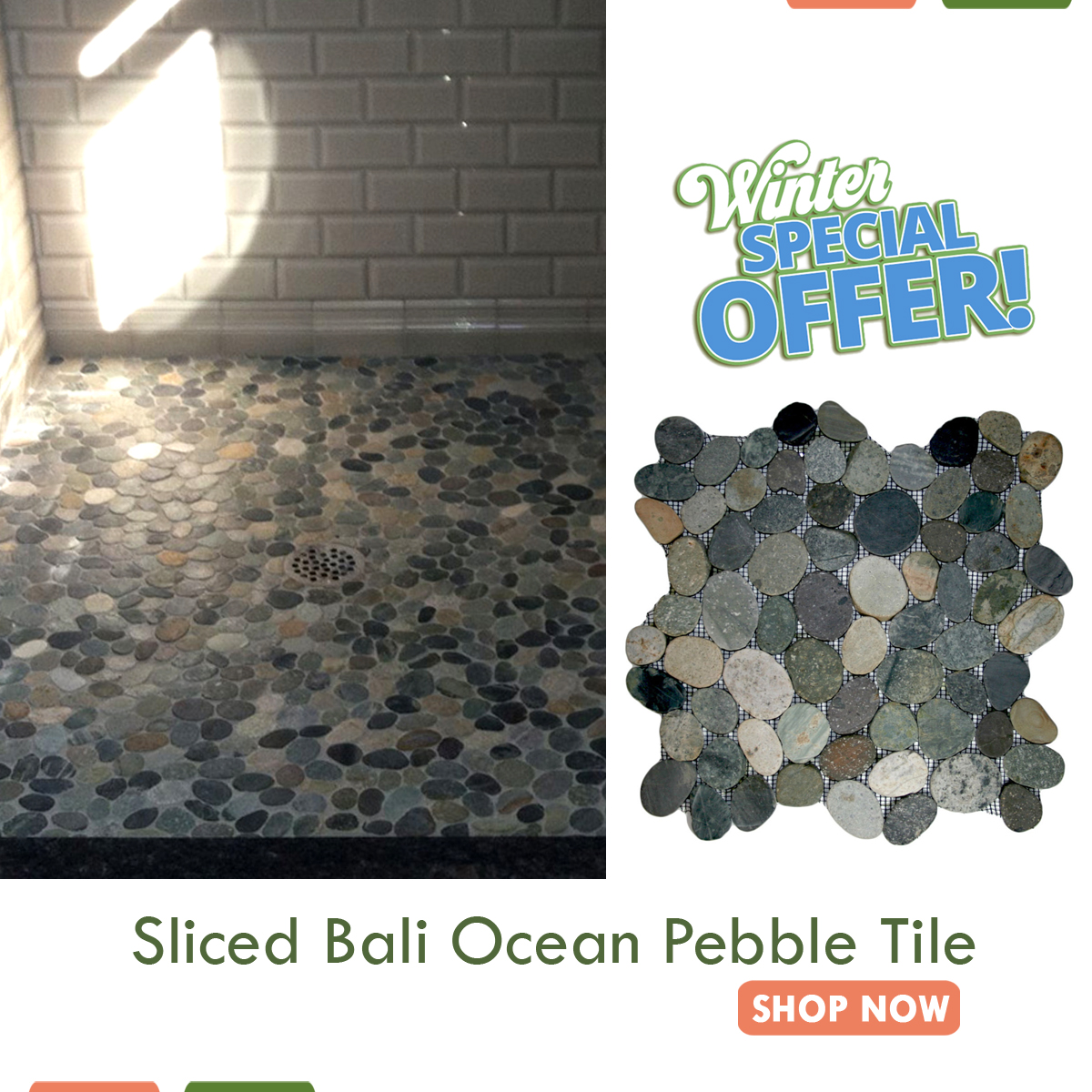 Sliced Bali Ocean Pebble Tile
